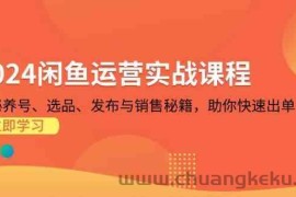 2024闲鱼运营实战课程：揭秘养号、选品、发布与销售秘籍，助你快速出单