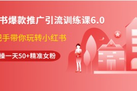 （1524期）小红书爆款推广引流训练课6.0，手把手带你玩转小红书，实操一天50+精准女粉