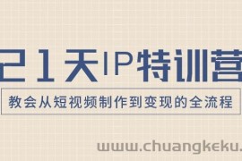 21天IP特训营，教会从短视频制作到变现的全流程