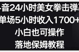 小红书抖音24小时美女拳击弹幕，单场5小时 收入1700＋，小白也可以操作，落地式保…