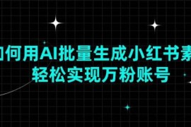 （13992期）如何用AI批量生成小红书素材，轻松实现万粉账号