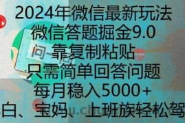 2024年微信最新玩法，微信答题掘金9.0玩法出炉，靠复制粘贴，只需简单回答问题，每月稳入5k【揭秘】