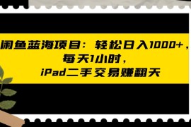 闲鱼蓝海项目轻松日入1000+，每天1小时， iPad二手交易赚翻天