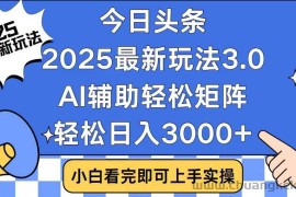 （14020期）今日头条2025最新玩法3.0，思路简单，复制粘贴，轻松实现矩阵日入3000+