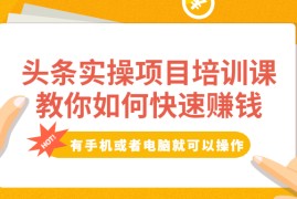 （1917期）头条实操项目培训课，教你如何快速赚钱，有手机或者电脑就可以操作！