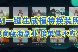 AI制作一键生成模特换装照，电商蓝海副业，接单供不应求