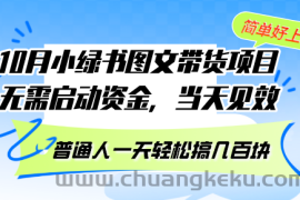 （13005期）10月份小绿书图文带货项目 无需启动资金 当天见效 普通人一天轻松搞几百块