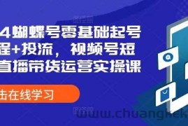 2024蝴蝶号零基础起号全流程+投流，视频号短视频直播带货运营实操课