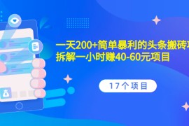 （2132期）一天200+简单暴利的头条搬砖项目+拆解一小时赚40-60元项目（17个项目）