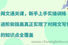 网文通关课，新手上手实操训练，进阶和拔高真正实现了对网文写作的知识点全覆盖