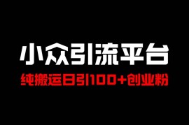 冷门引流平台，纯搬运日引100+高质量年轻创业粉！