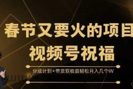 春节又要火的项目视频号祝福，分成计划+带货双收益，轻松月入几个W【揭秘】