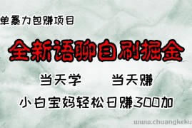 （13083期）全新语聊自刷掘金项目，当天见收益，小白宝妈每日轻松包赚300+