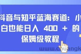 抖音与知乎蓝海赛道：小白也能日入 4张 的保姆级教程