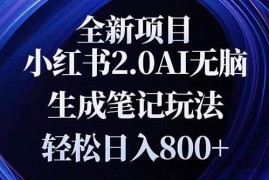 （13617期）全新小红书2.0无脑生成笔记玩法轻松日入800+小白新手简单上手操作