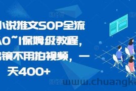 最新小说推文SOP全流程，从0~1保姆级教程，不用出镜不用拍视频，一天400+