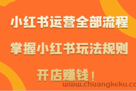 小红书运营全部流程，掌握小红书玩法规则，开店赚钱！