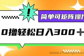 （12740期）0撸3.0，轻松日收300+，简单可矩阵操作