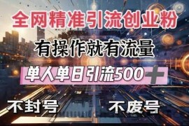 全网独家引流创业粉，有操作就有流量，单人单日引流500+，不封号、不费号