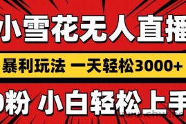 （13720期）抖音小雪花无人直播，一天赚3000+，0粉手机可搭建，不违规不限流，小白…