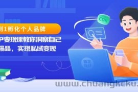 从0到1孵化个人品牌，知识IP变现课教你洞察自己，打造爆品，实现私域变现