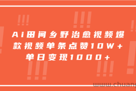 Ai田间乡野治愈视频，爆款视频单条点赞10W+，单日变现1000+