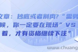 付费文章：抄底或者割肉?“雷劈下来的时候，你一定要在现场”VS“活着，才有资格继续下注”