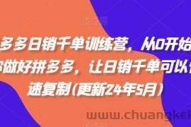 拼多多日销千单训练营，从0开始带你做好拼多多，让日销千单可以快速复制(更新24年12月)