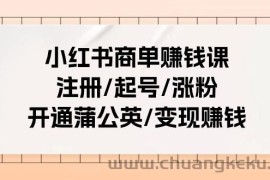 小红书商单赚钱课：注册/起号/涨粉/开通蒲公英/变现赚钱（25节课）