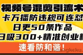 （13400期）视频号混剪引流技术，500万播放引流17000创业粉，操作简单当天学会