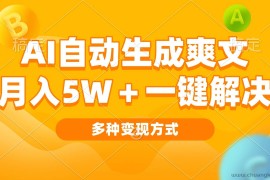 （13450期）AI自动生成爽文 月入5w+一键解决 多种变现方式 看完就会