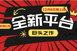 又一个全新平台巨头之作，12月6日刚上线，小白入局初期红利的关键，想吃初期红利的