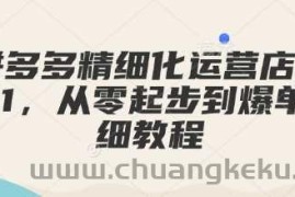 拼多多精细化运营店铺0-1，从零起步到爆单详细教程