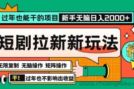 （13656期）过年也能干的项目，2024年底最新短剧拉新新玩法，批量无脑操作日入2000+！