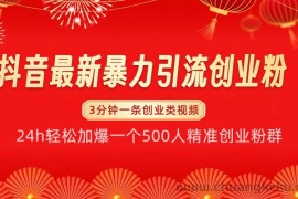 抖音最新暴力引流创业粉，24h轻松加爆一个500人精准创业粉群【揭秘】