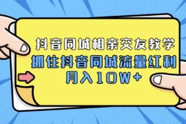 （1779期）2021大头老哈实战抖音同城相亲交友教学，抓住抖音同城流量红利，月入10W+