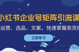 小红书企业号矩阵引流课，涵盖运营、选品、文案，快速掌握卖货技巧