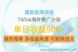 最新蓝海项目，利用tiktok海外推广小说赚钱佣金，简单易学，日入500+，可矩阵放大【揭秘】