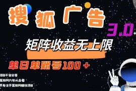 （13010期）搜狐广告掘金，单日单账号100+，可无限放大