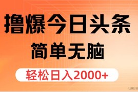 （12697期）撸爆今日头条，简单无脑，日入2000+