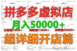 拼多多虚拟电商训练营月入40000+你也行，暴利稳定长久，副业首选