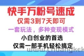 快手万粉号速成，仅需3到七天，小白创业的首选，一套玩法，多种变现模式【揭秘】