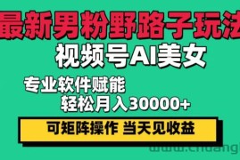 （12909期）最新男粉野路子玩法，视频号AI美女，当天见收益，轻松月入30000＋