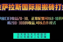 （13346期）拉萨拉斯国际服搬砖单机日产200-300，全自动挂机，项目红利期包吃肉