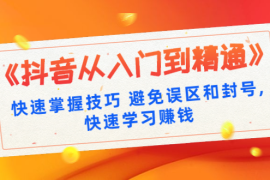 （1324期）《抖音从入门到精通》快速掌握技巧 避免误区和封号,快速学习赚钱（10节课）