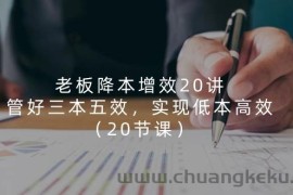 老板降本增效20讲，管好三本五效，实现低本高效（20节课）