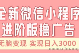 全新微信小程序进阶版撸广告 无脑变现睡后也有收入 日入3000＋