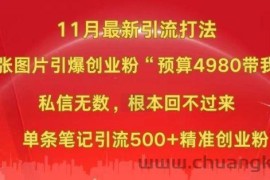 小红书11月最新图片打粉，一张图片引爆创业粉，“预算4980带我飞”，单条引流500+精准创业粉