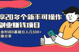 （1931期）分享20多个新手可操作的副业赚钱项目：业余时间0基础日入几500+实操分享