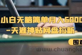 新手小白无脑简单月入6000+的-天涯神贴网盘拉新【揭秘】